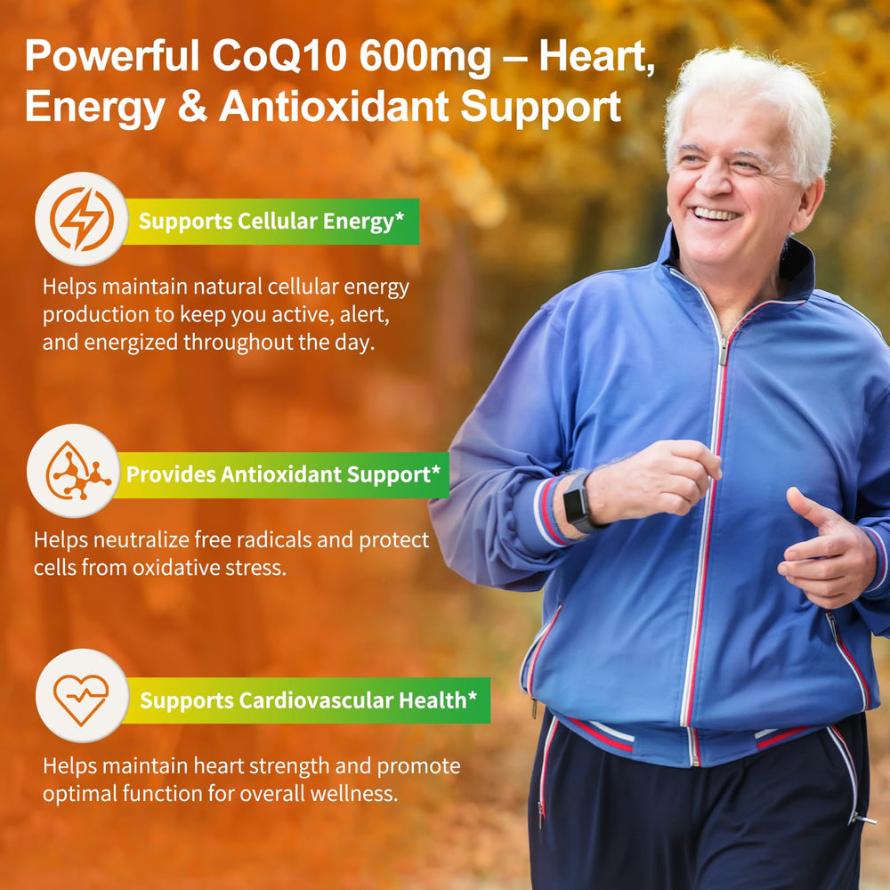 Vitarevive CoQ10 600 mg softgels pour shot showing easy dosing.