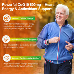 Vitarevive CoQ10 600 mg softgels pour shot showing easy dosing.