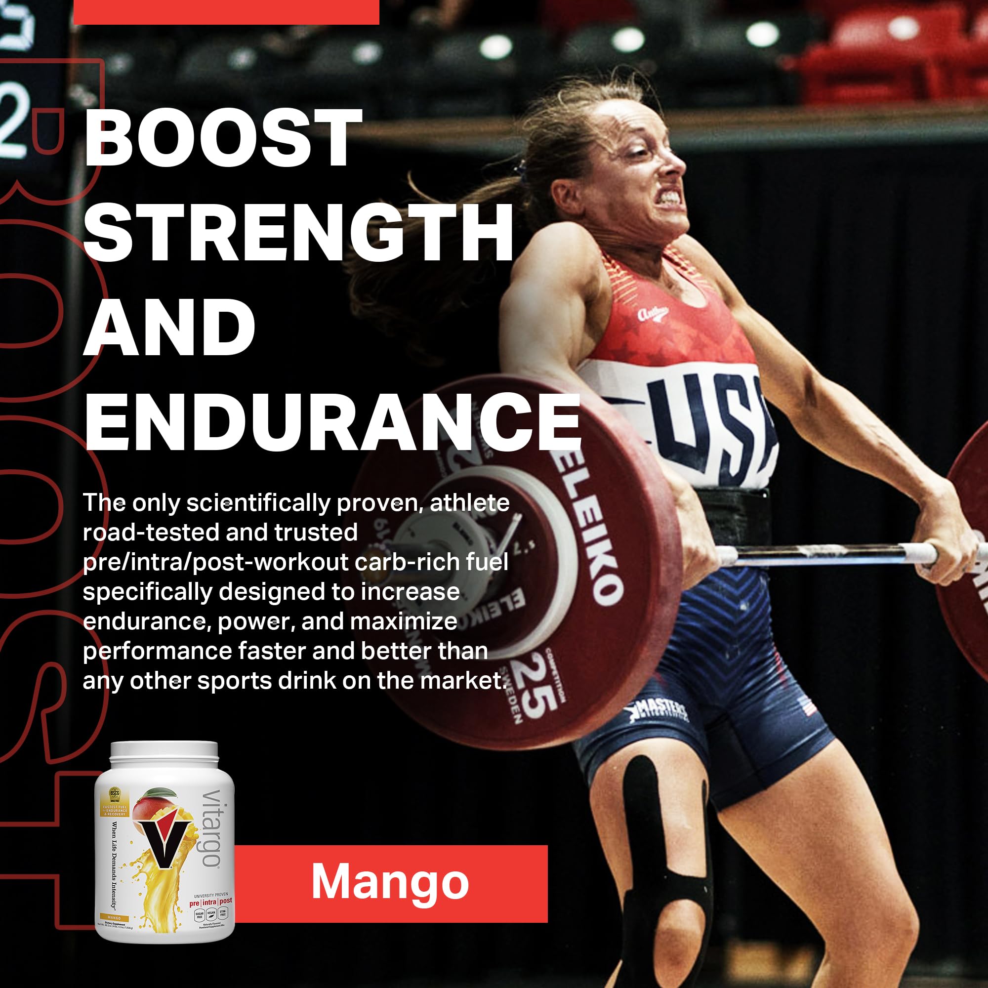Closeup of Vitargo bottle label highlighting vegan, sugar-free formulation
