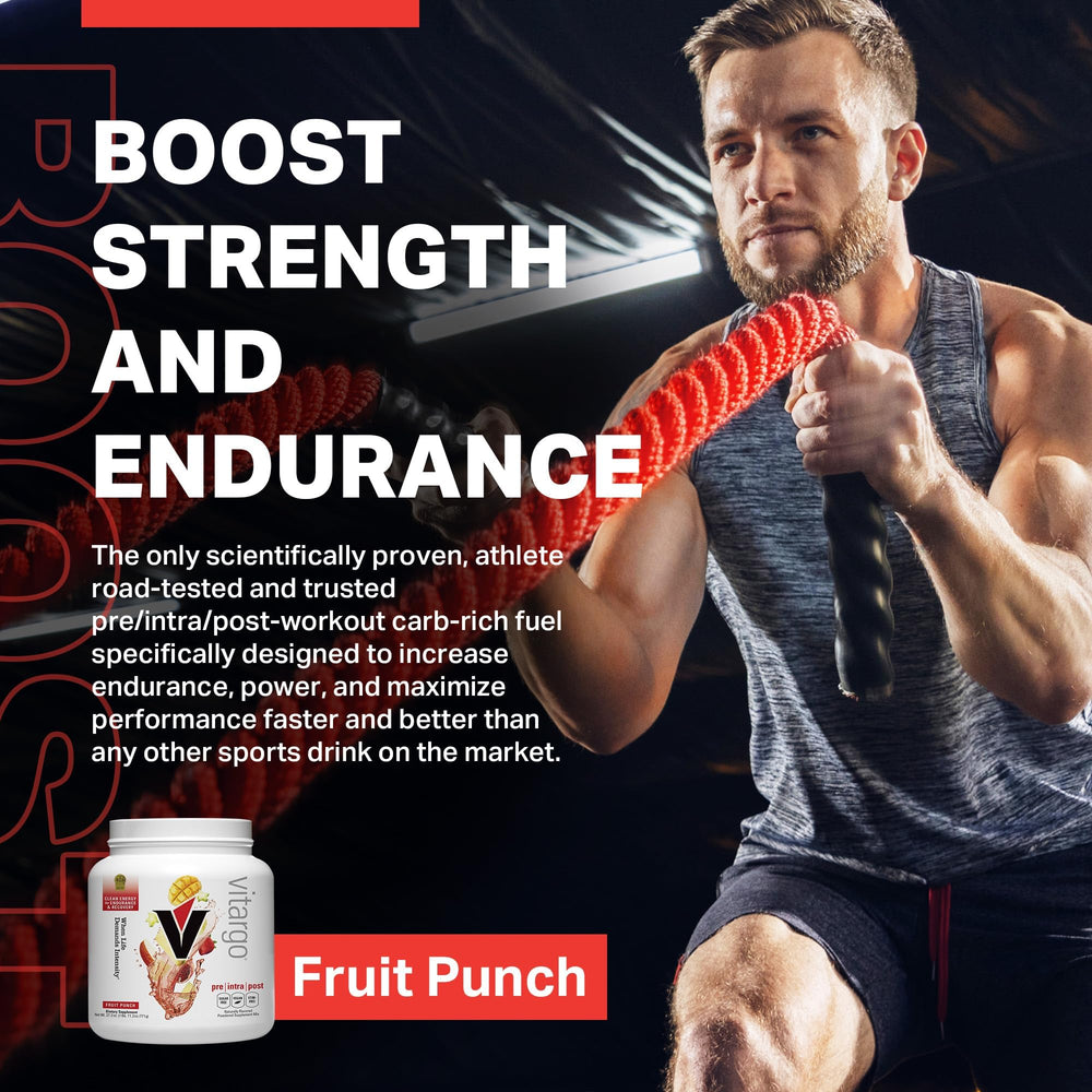 Vitargo Carbohydrate Powder mixed in a glass for a sugar free training drink