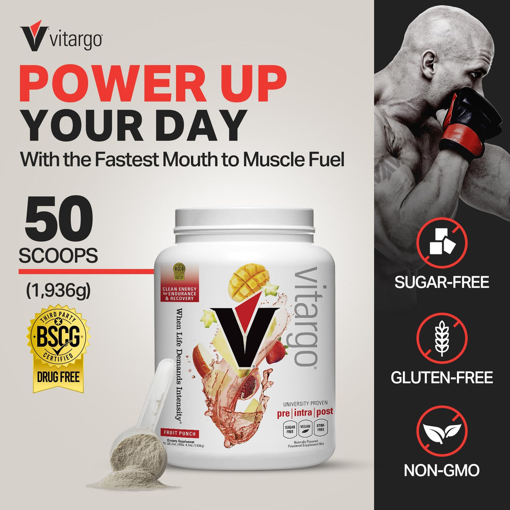 Vitargo Fruit Punch scoop for precise pre- or intra-workout fueling.