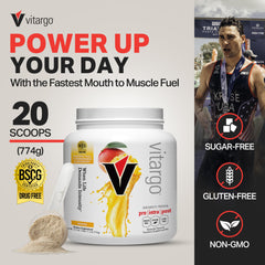 Close-up of Vitargo science label highlighting a clean, sugar-free formula.