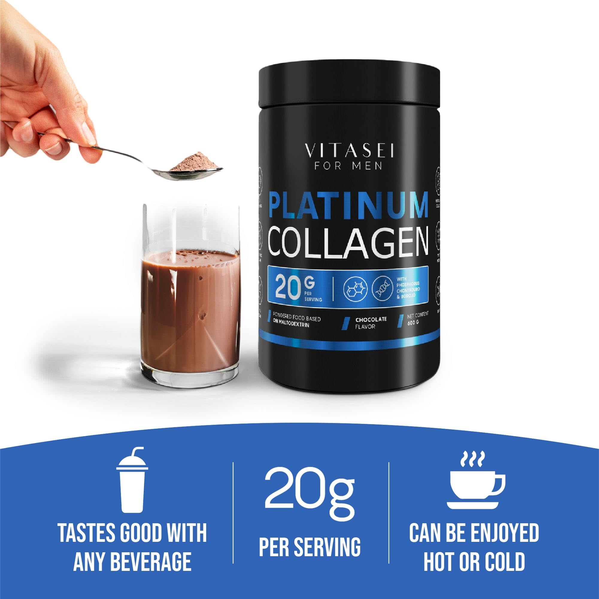 VITASEI chocolate collagen supports natural energy with borojo and chontaduro in a tasty beverage.