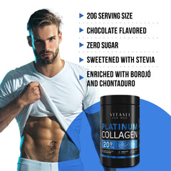 VITASEI hydrolyzed collagen powder dissolves smoothly in water or coffee for a versatile chocolate shake.