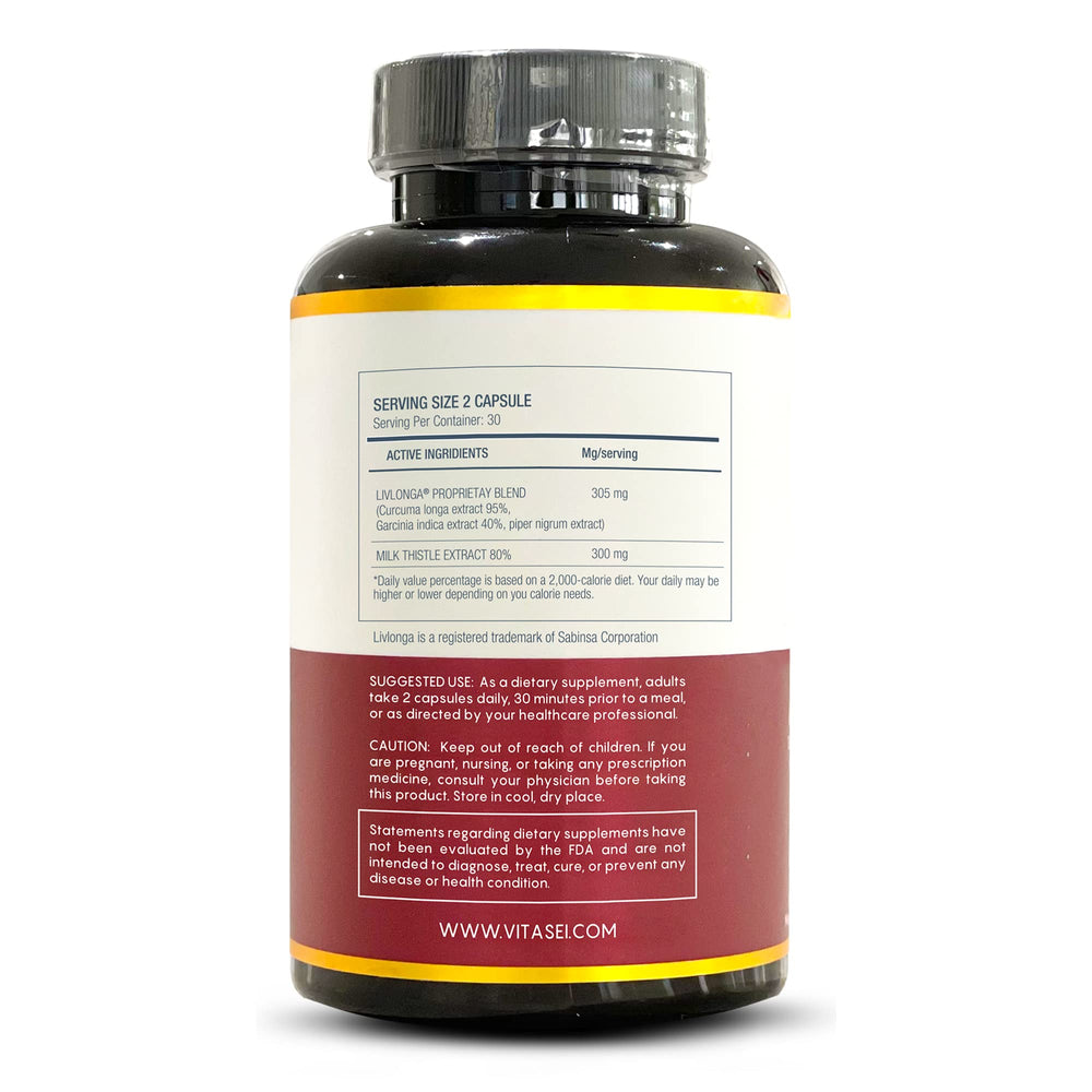 VITASEI Liver Cleanse bottle back label with ingredients details for transparency.