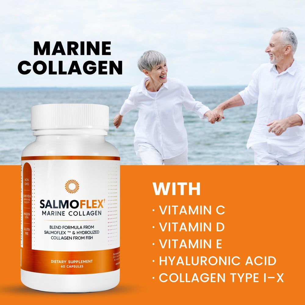 VITASEI Salmoflex label design on bottle with ingredient highlights