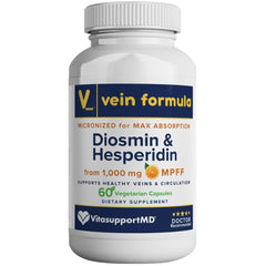 VITASUPPORTMD Vein Formula bottle with 60 capsules for leg vein support and circulation.