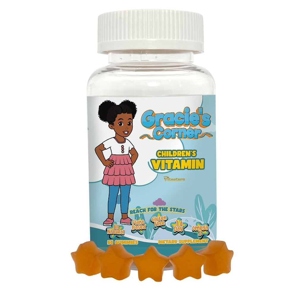 Vitastars Gracie's Corner Stars star-shaped gummies support daily kid nutrition.