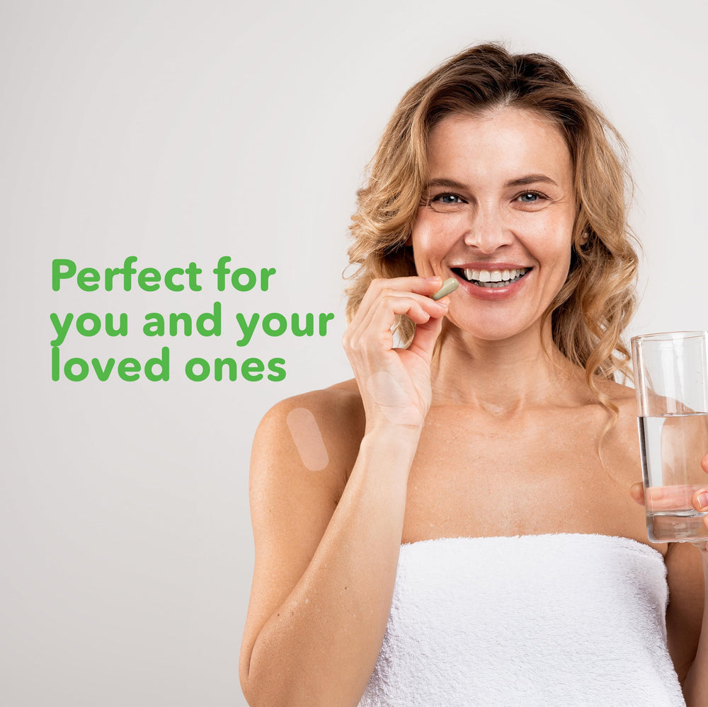 Lifestyle shot suggests everyday use for potential lymphatic support.
