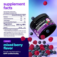 VitaUp gummies closeup in berry flavor emphasizes easy daily magnesium intake.