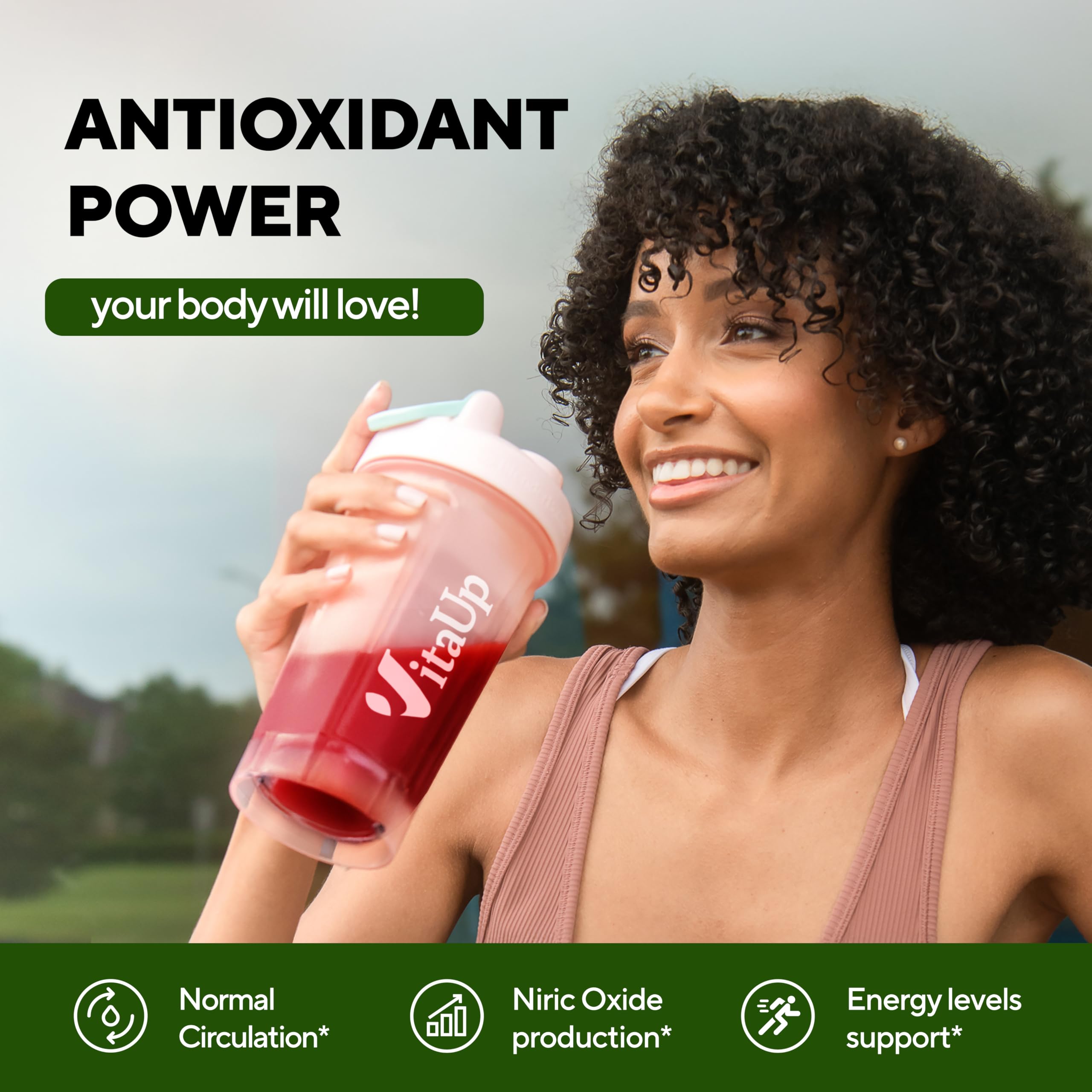 Mixed berry flavor scoop ready to blend into a refreshing beverage.
