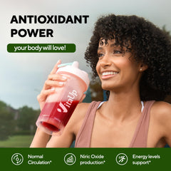 Mixed berry flavor scoop ready to blend into a refreshing beverage.