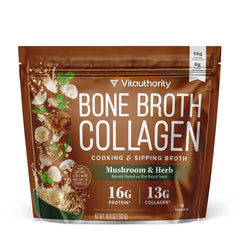Vitauthority Bone Broth Collagen Bottle shows real bone broth for joints and skin support