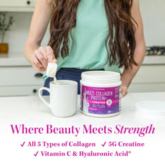 Vitauthority Creatine Collagen Coffee Mix blending into morning beverage