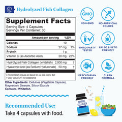 Close-up of Vitauthority Marine Collagen capsules highlighting 2,000 mg per serving.
