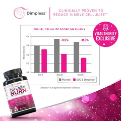 Vitauthority Multi Collagen Burn hyaluronic acid icon emphasizes skin hydration.