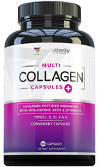 Vitauthority Multi Collagen capsules bottle promotes healthy hair, skin, and nails