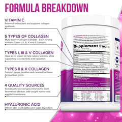 Vitauthority Multi Collagen Women powder dissolves smoothly in a glass.