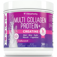Vitauthority Multi Collagen Protein + Creatine bottle pour shows premium packaging for daily use