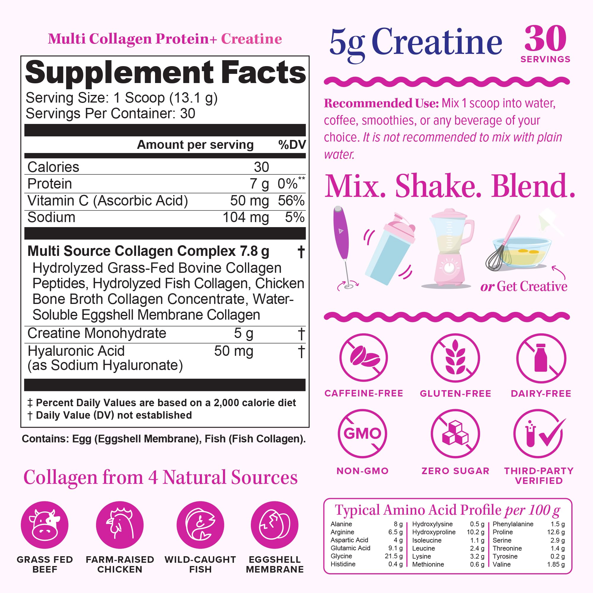 Vitauthority Multi Collagen Protein + Creatine scoop dispensing powder for easy mixing