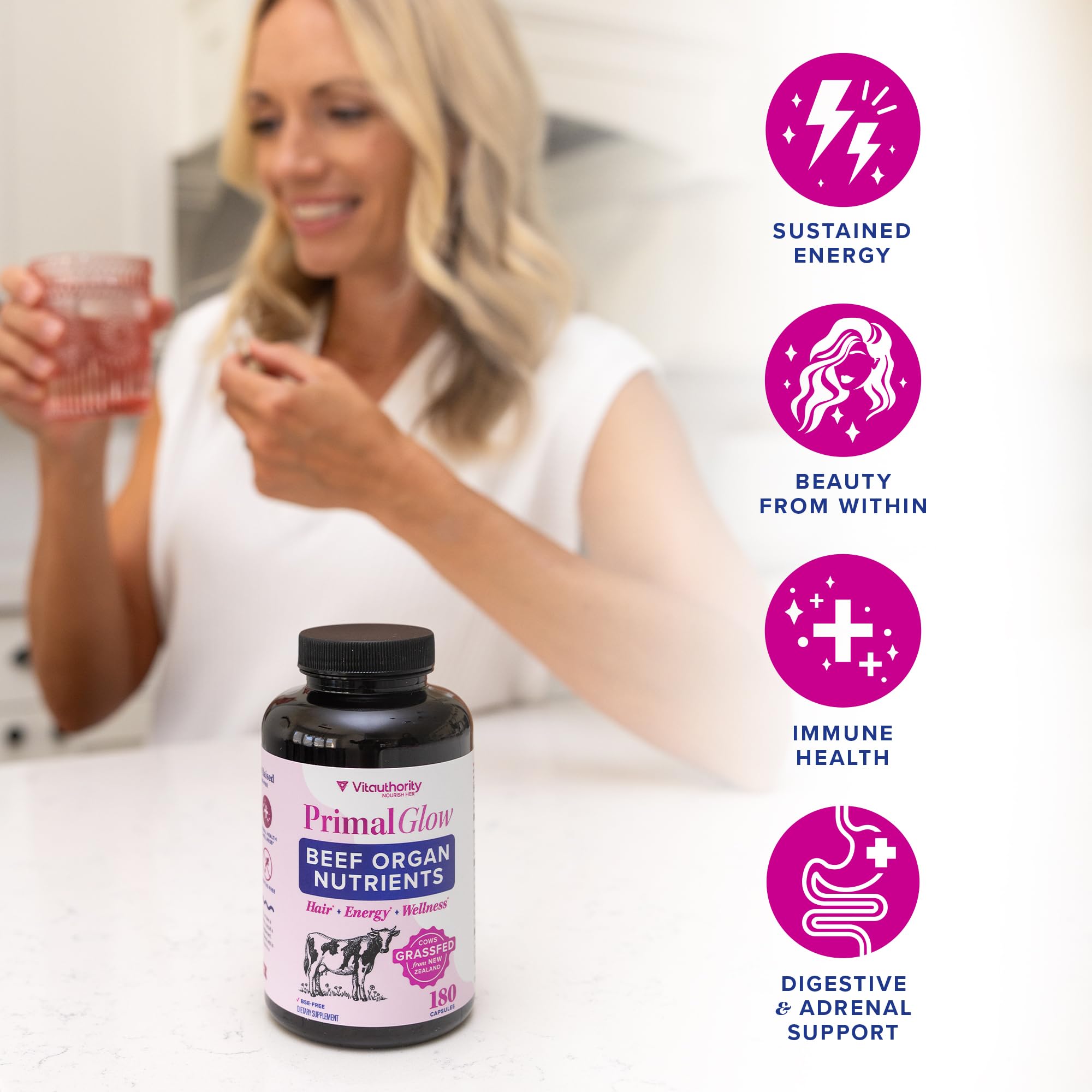 Vitaauthority Primal Glow Lung capsules with minerals for wellness.