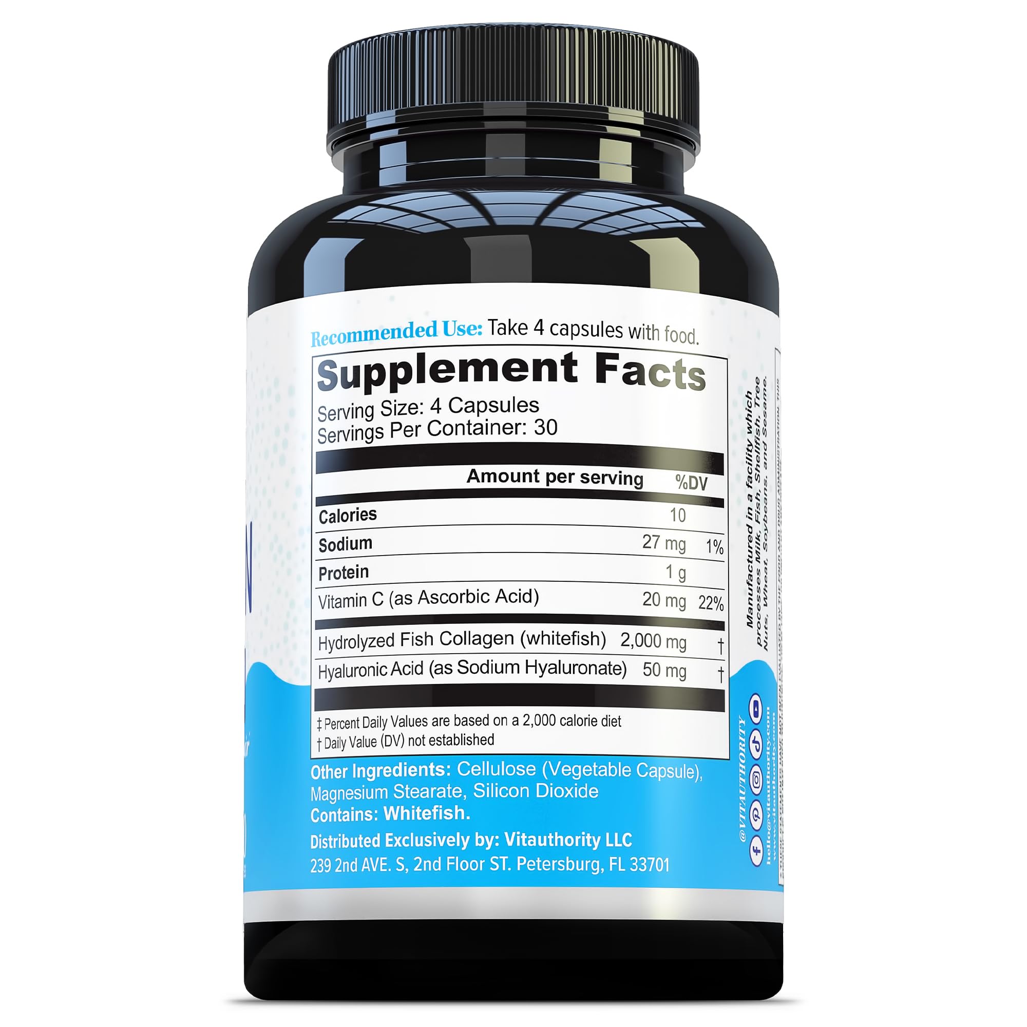Sustainably sourced whitefish collagen from Vitauthority emphasizes bioavailability.