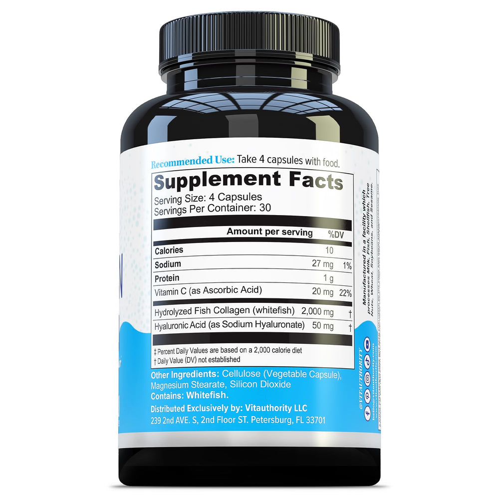 Sustainably sourced whitefish collagen from Vitauthority emphasizes bioavailability.