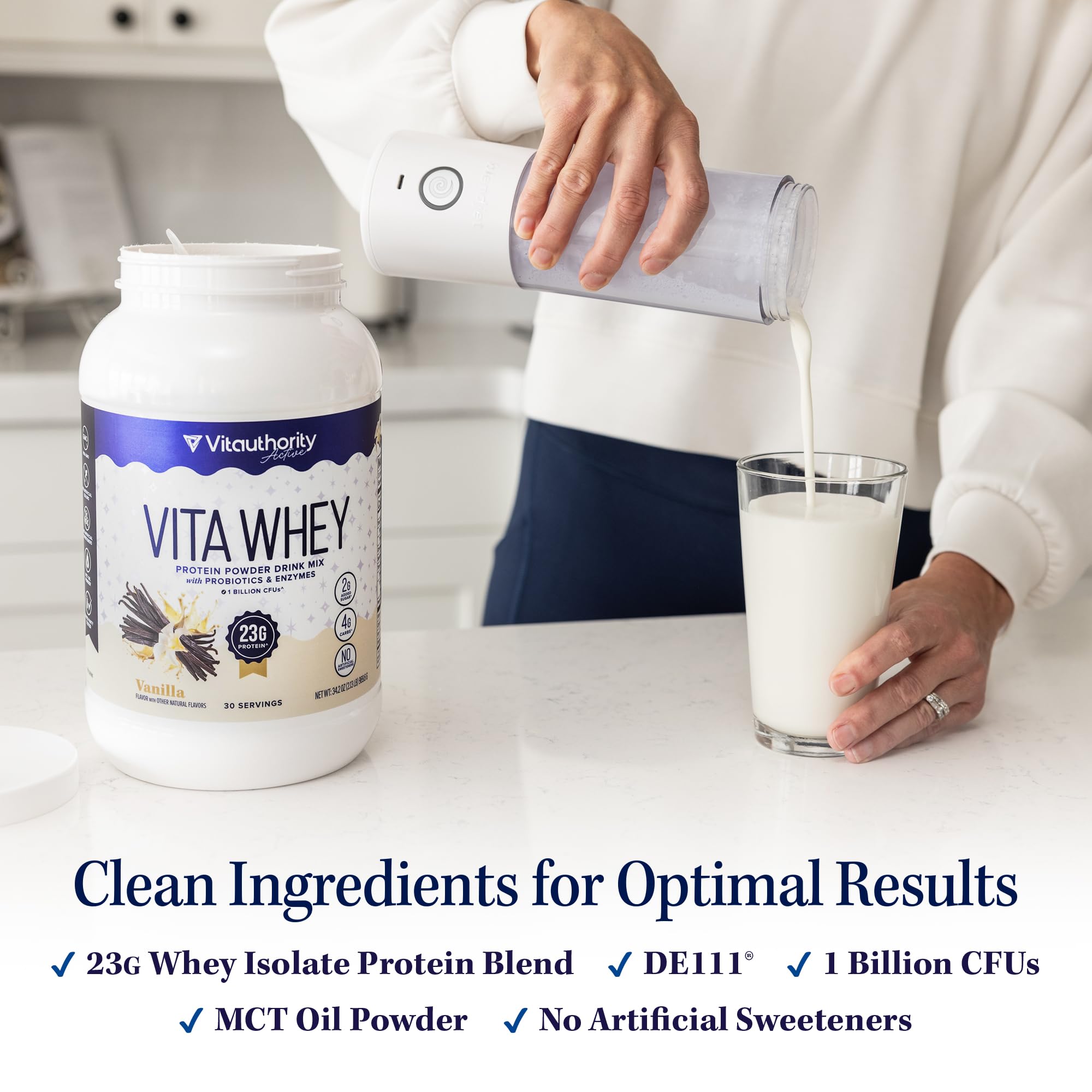 Vitauthority Whey chocolate shake showing delicious flavor and smooth texture.