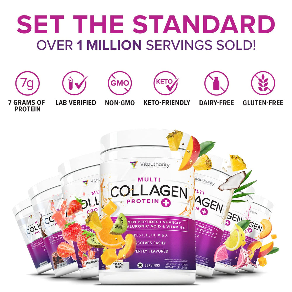 Vitauthority women's collagen powder with scoop ready for daily use in routines.