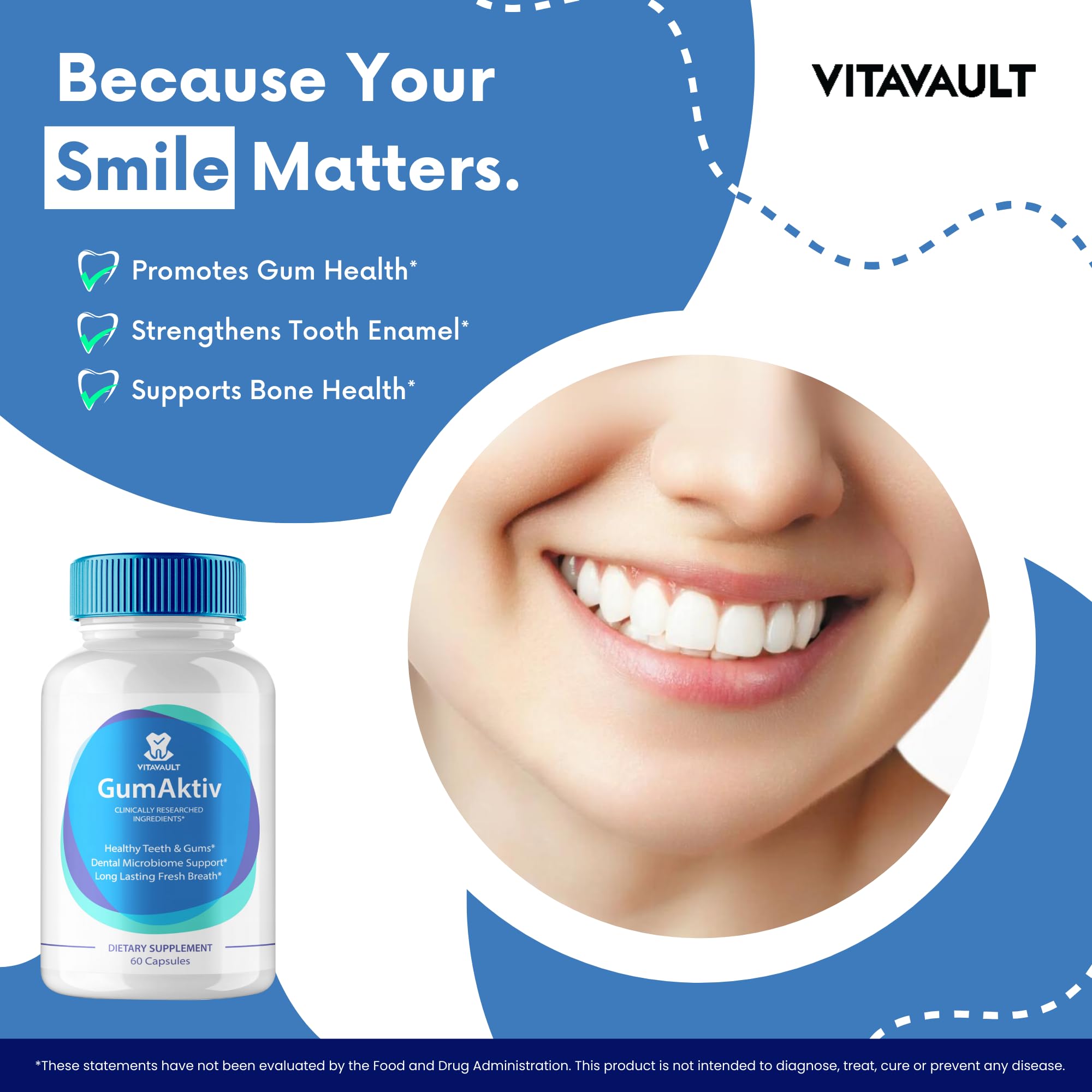Illustration of teeth and gums supporting GumAktiv for health