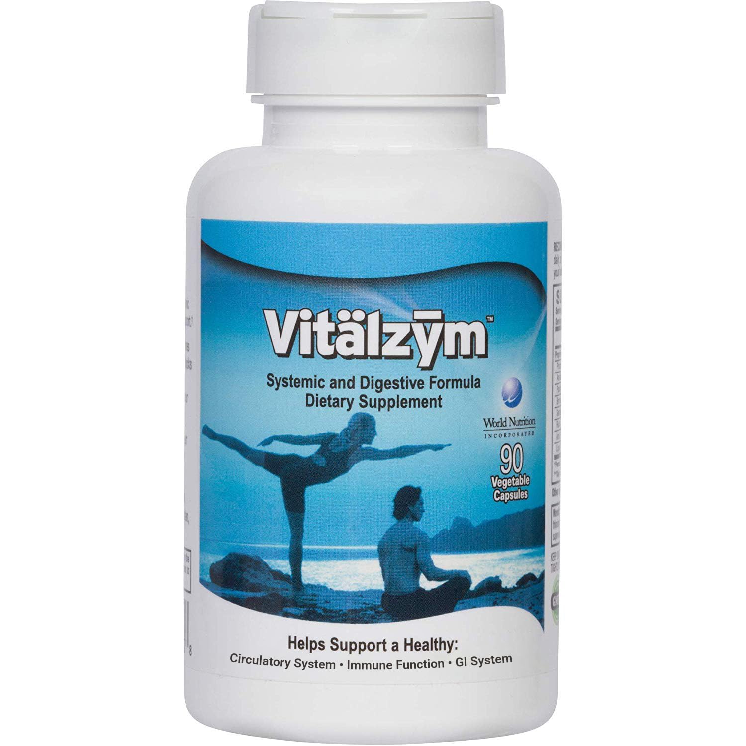 VITÄLZYM Digestive Enzymes bottle image showing convenient daily support after meals.