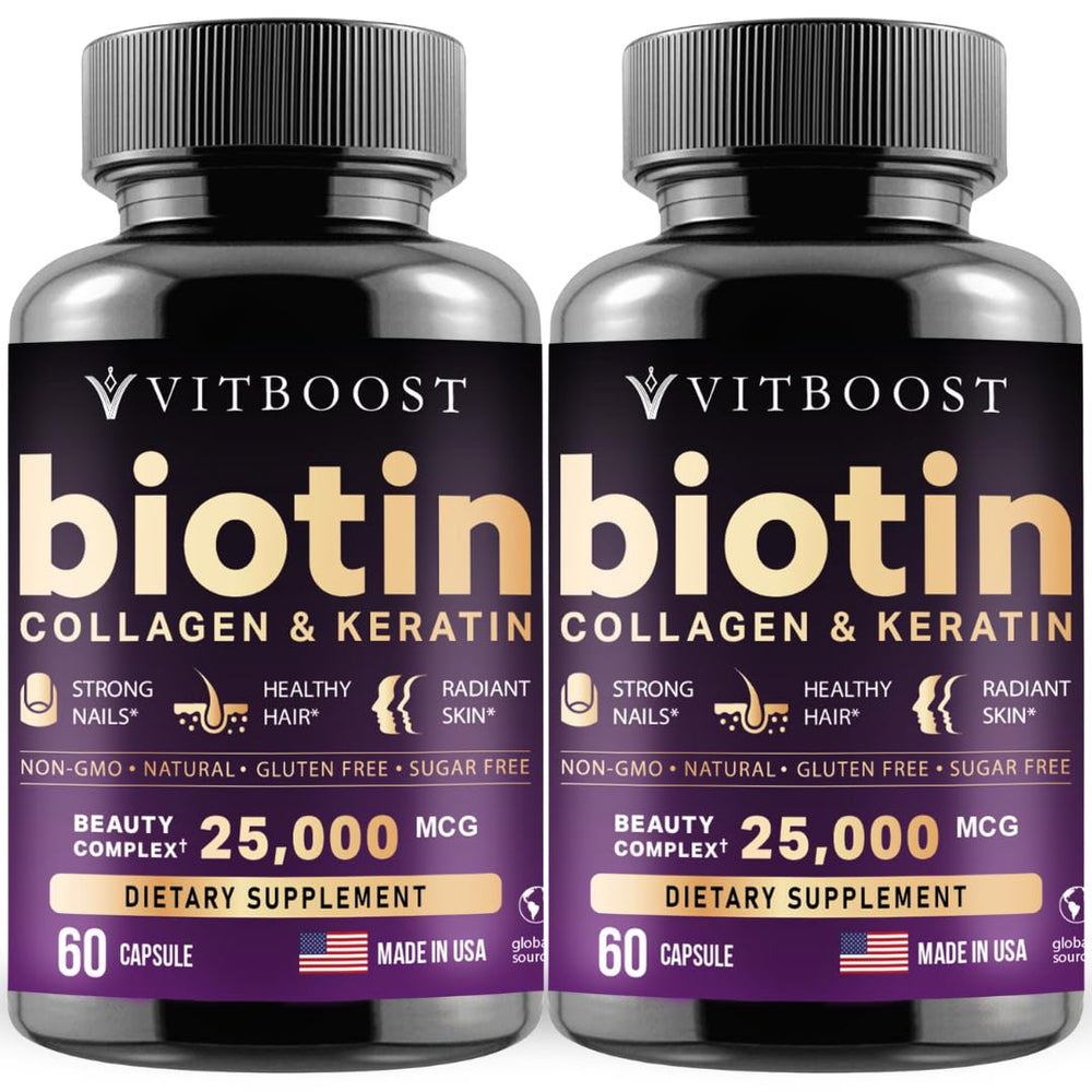 Vitboost biotin with hyaluronic acid capsules promote hydrated hair and healthier nails