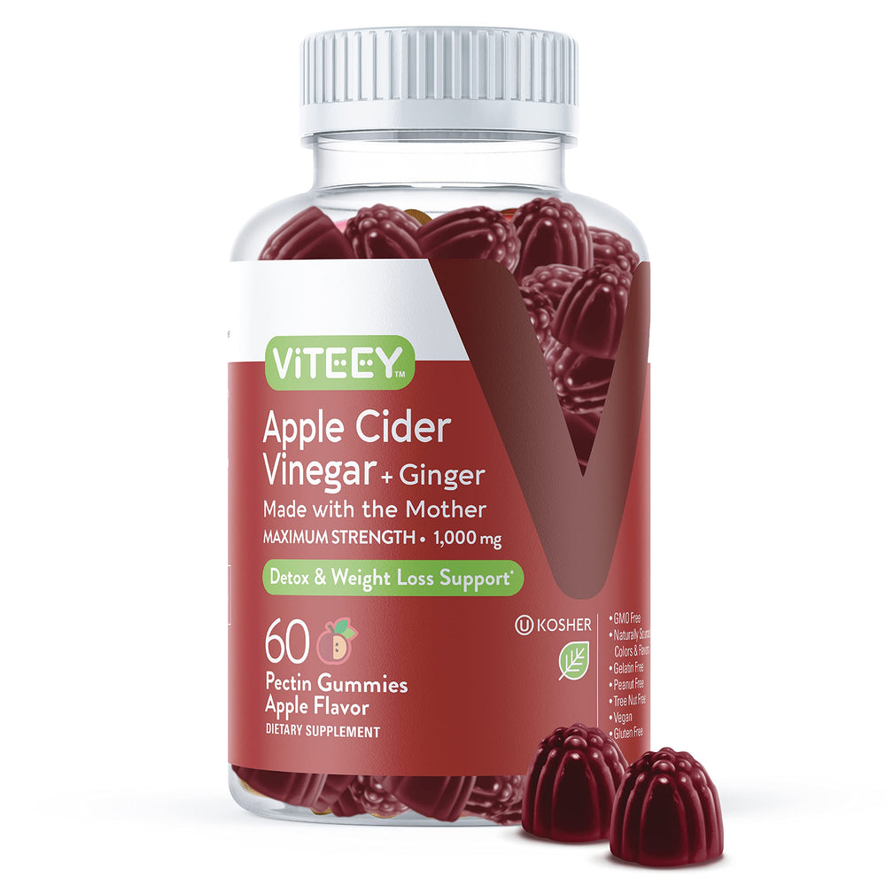 Viteey ACV Ginger Gummies bottle offers convenient daily digestion support.