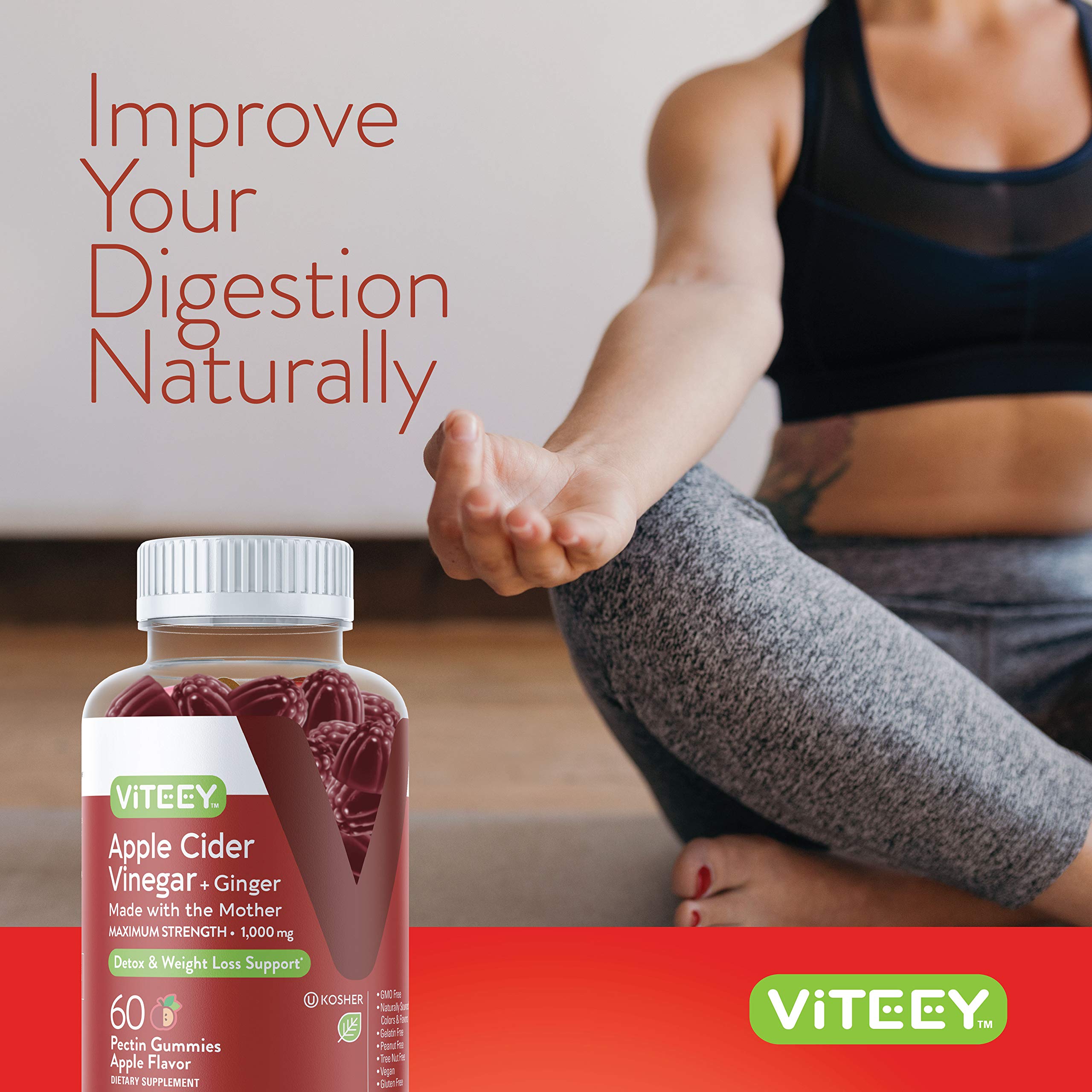 Viteey apple-flavored gummies for a tasty, convenient routine.