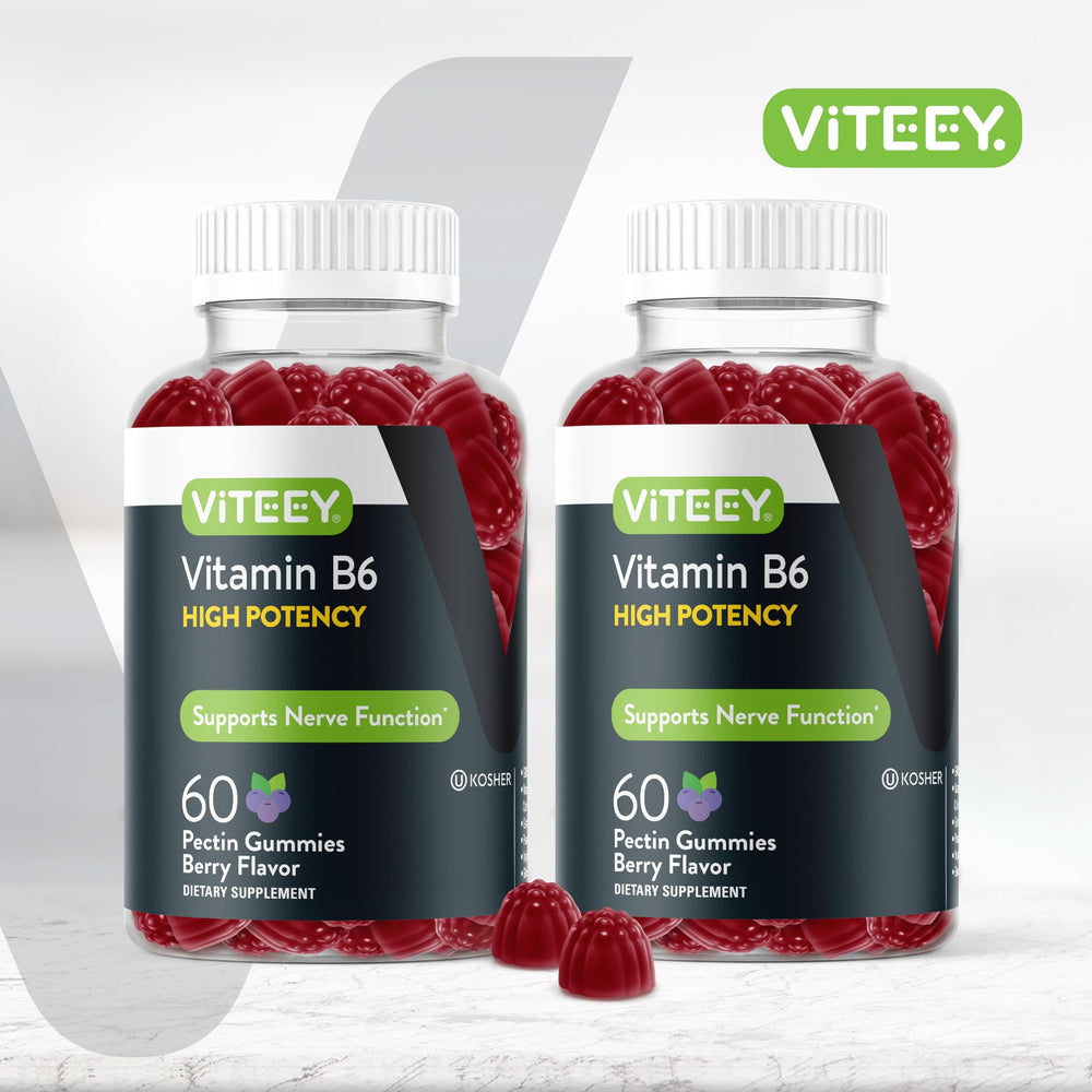 Viteey Vitamin B6 Gummies berry flavor for convenient daily energy.