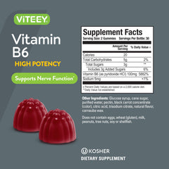 Nutrition label highlights 100 mg B6 per serving.