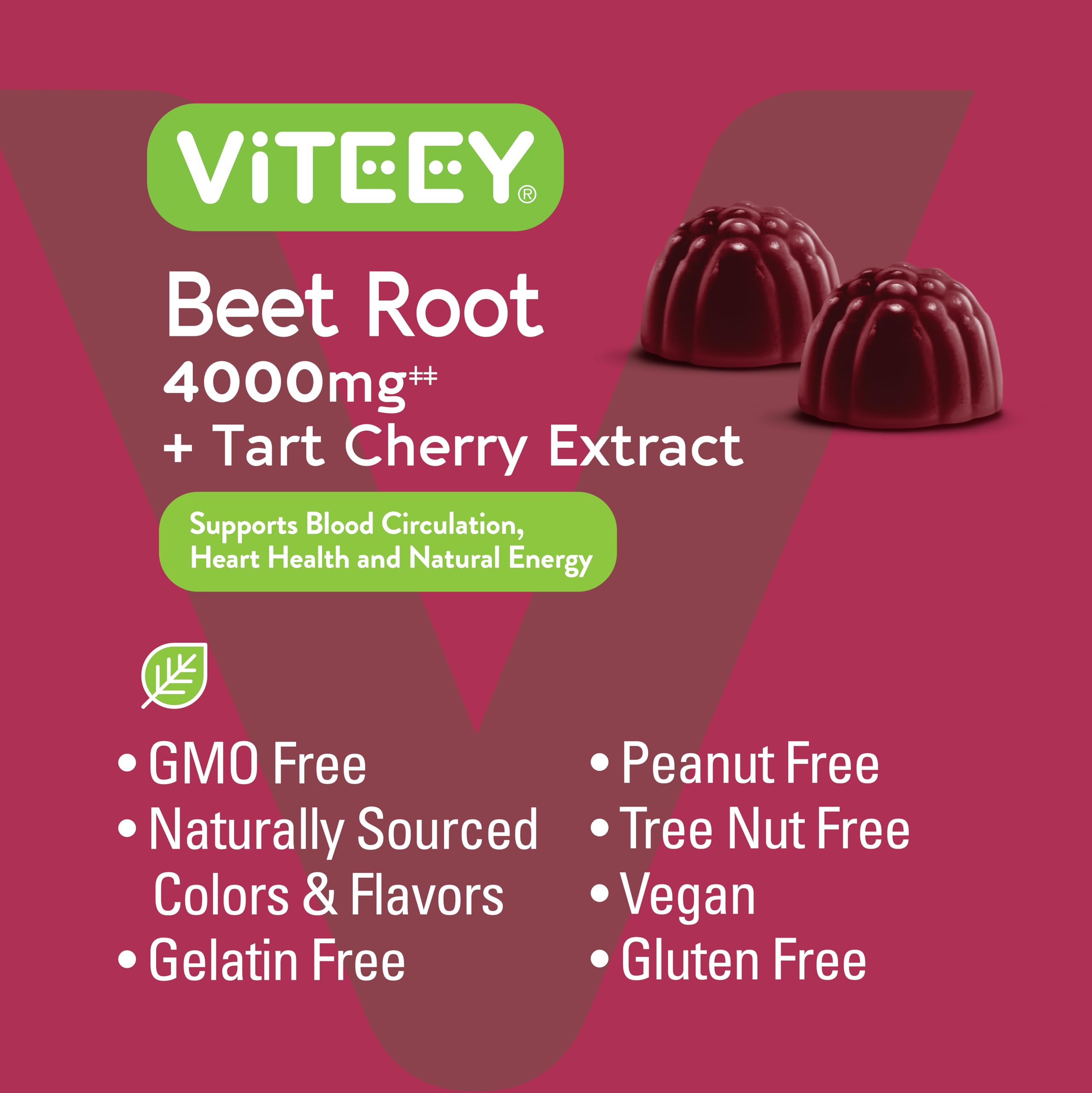 Viteey Beet Root Gummies Kosher certified label signals trusted quality.