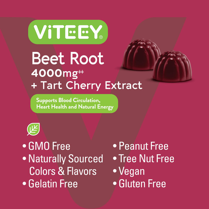 Viteey Beet Root Gummies Kosher certified label signals trusted quality.