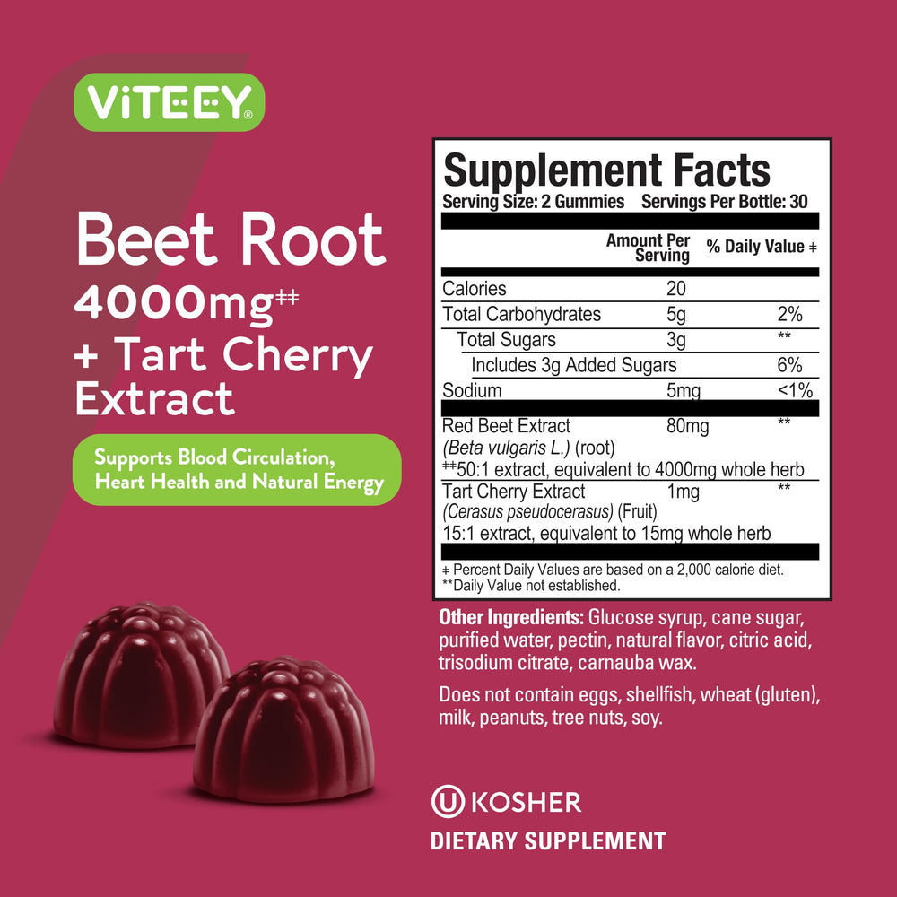 Viteey Beet Root Gummies on the go pack for easy transport.