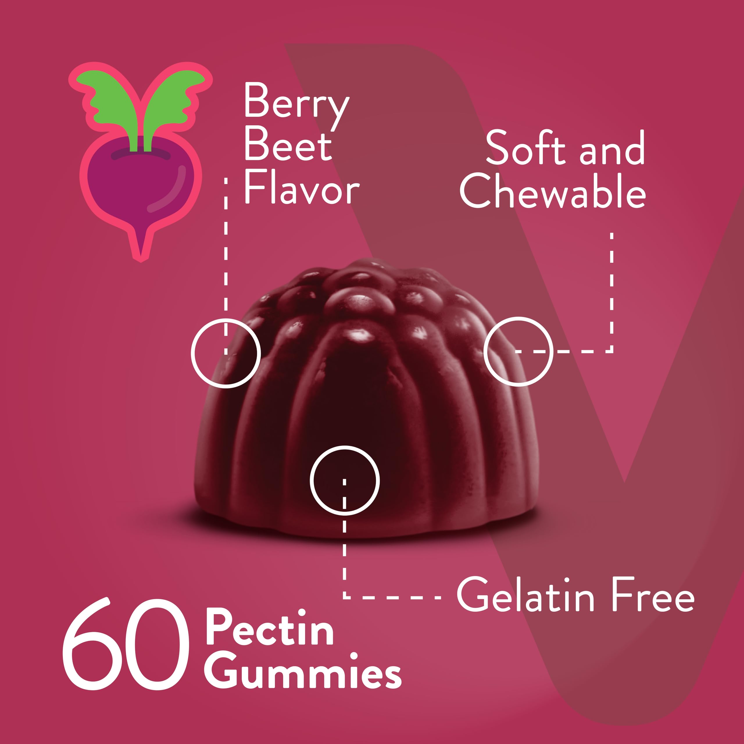 Viteey Beet Root Gummies with tart cherry addition for flavor variety.