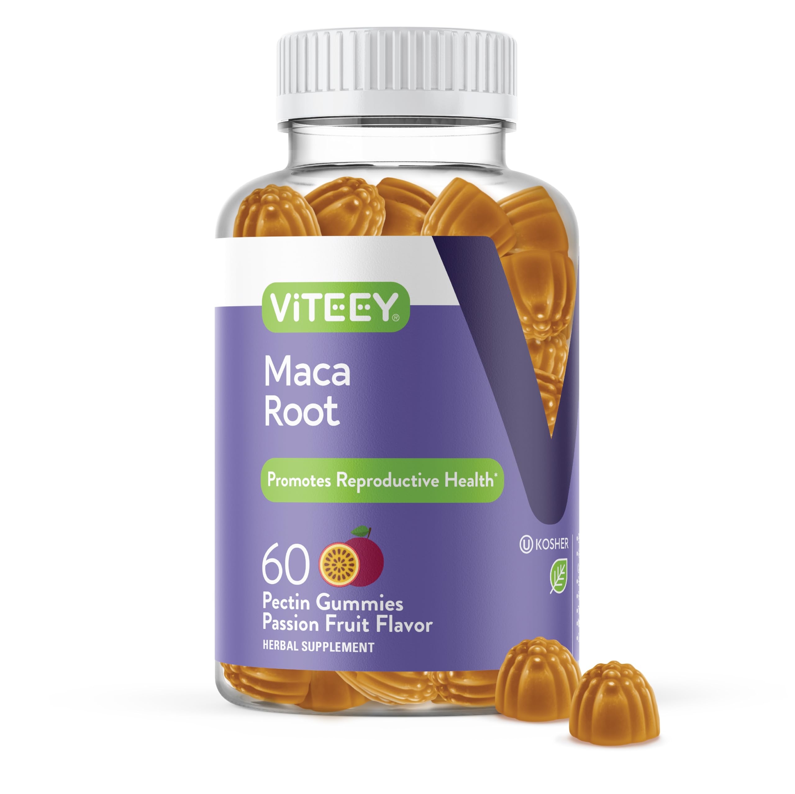 Viteey Black Maca Gummies bottle front shows vegan, gluten-free energy support