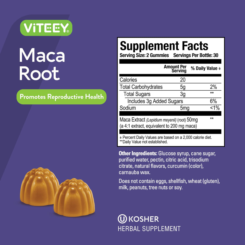 Viteey Maca Gummies passion-fruit flavor image conveys a tasty daily ritual