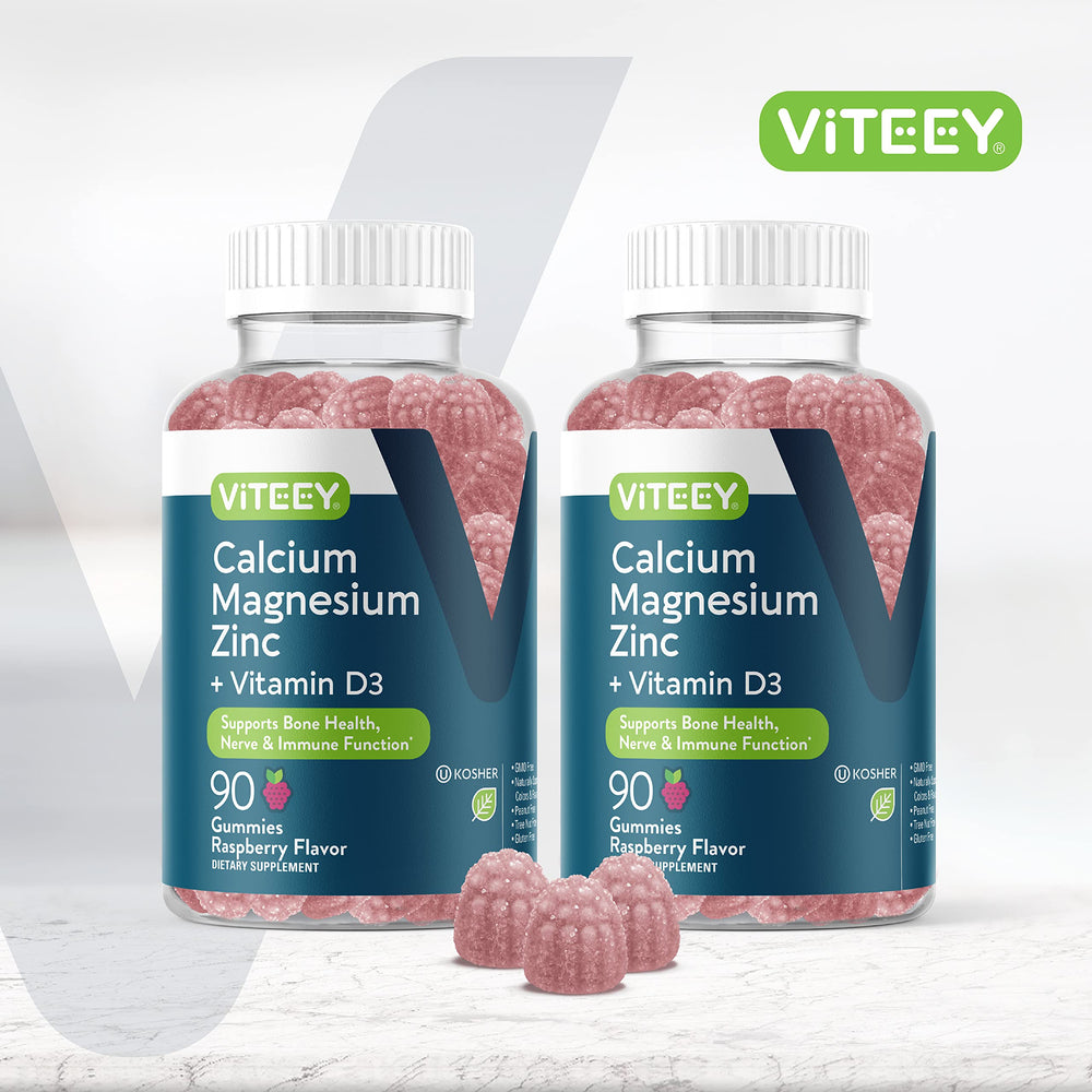 Viteey gummies drawn from the bottle showing easy on-the-go consumption.