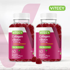 Close-up of raspberry-flavored Viteey gummies for beauty support