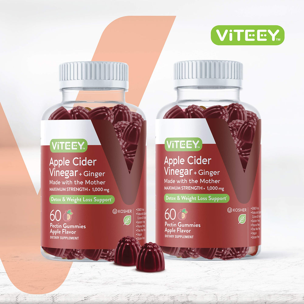 Close-up of Viteey ginger-enhanced gummies highlighting flavor and digestion support.