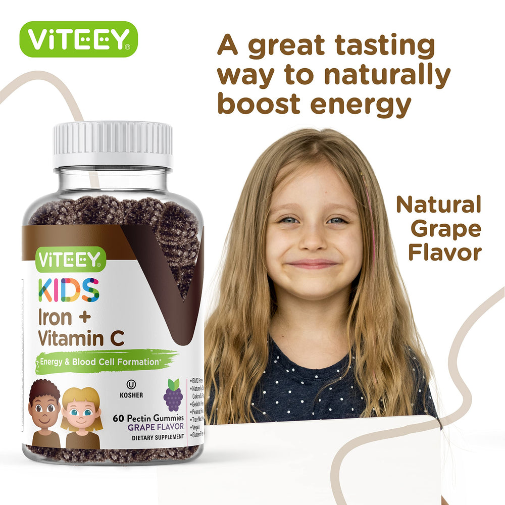 Viteey Iron Gummies for Kids kosher and gluten-free certification seal.