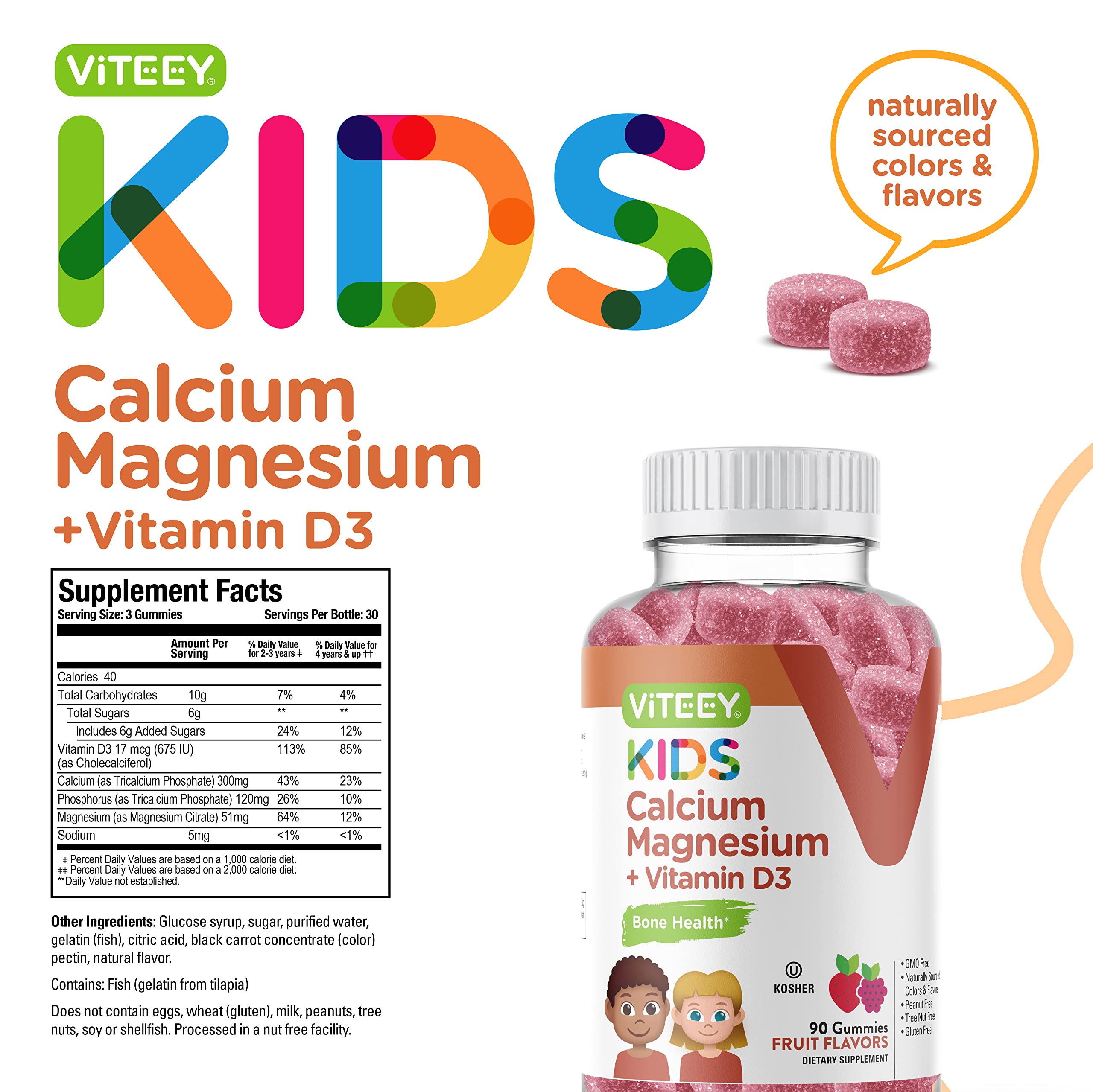 Kid holding a bottle of Viteey Calcium Gummies, showcasing ease of use