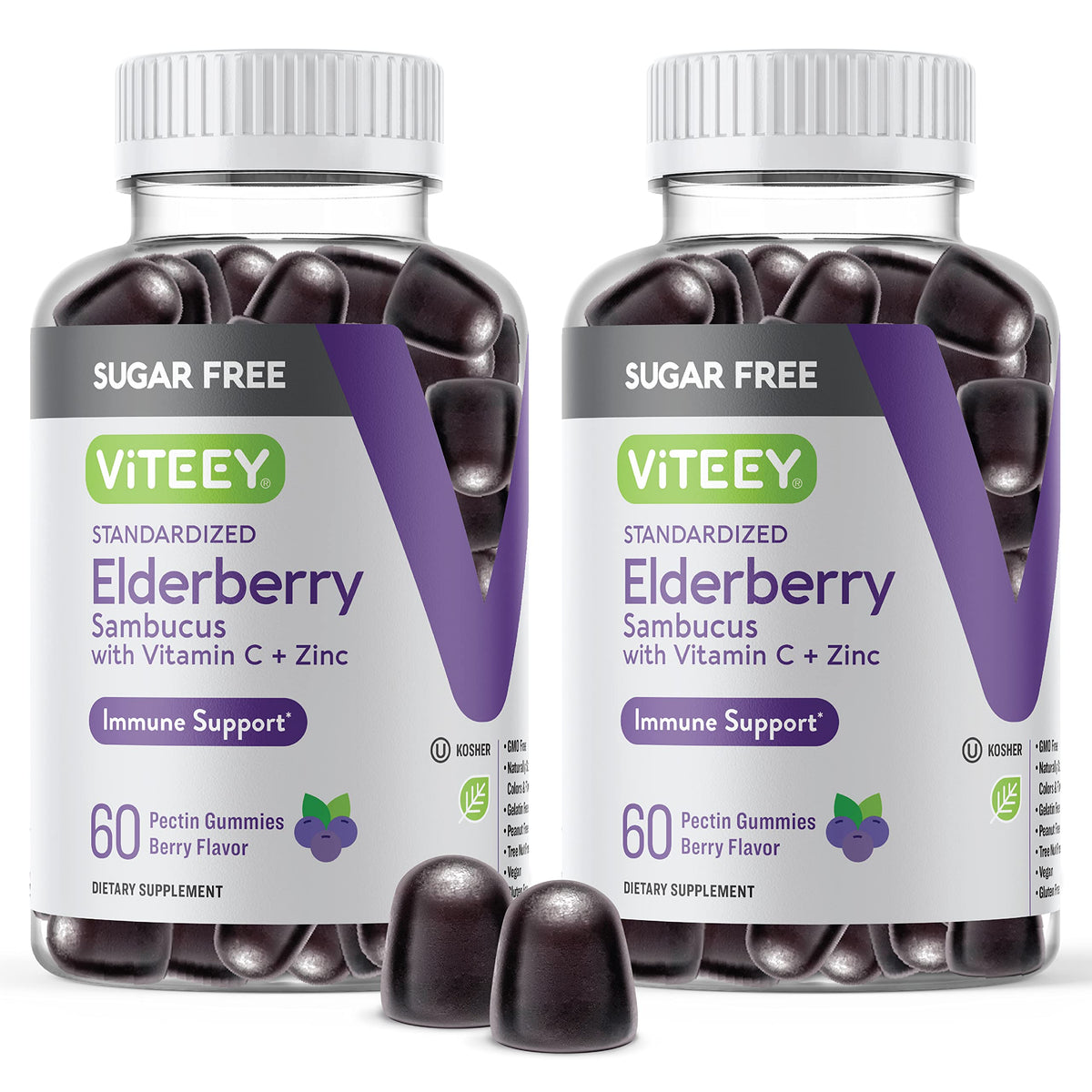 Viteey Sambucus elderberry gummies bottle front view for daily immune support