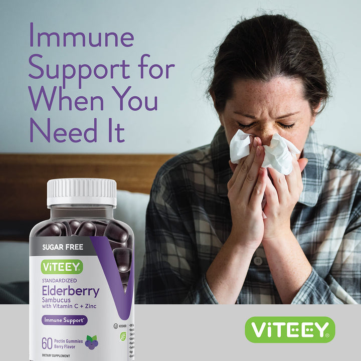 Viteey berry-flavored sugar-free gummies close-up