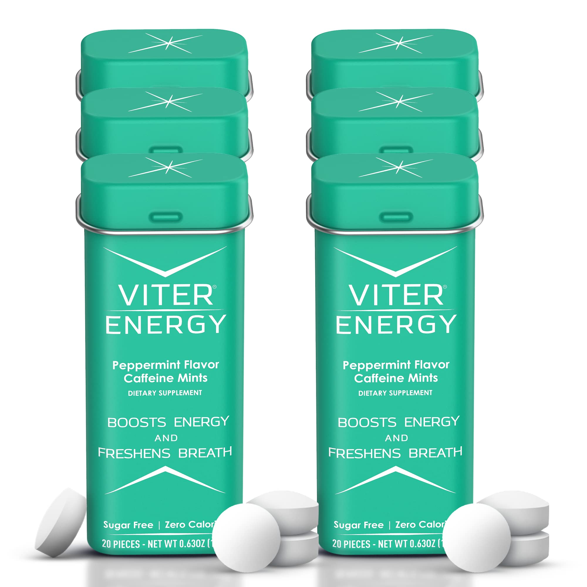 Viter Energy 40mg caffeine mint tin close-up for quick alertness